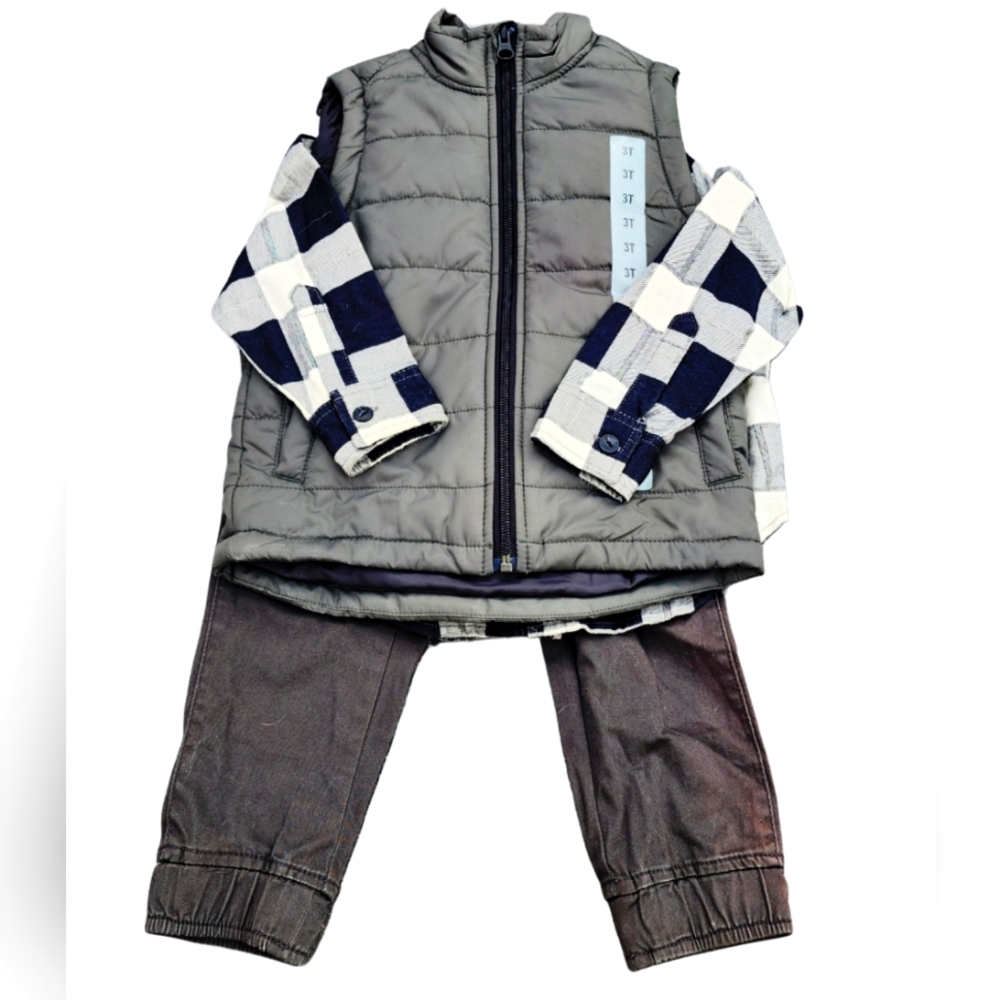2FOR$30 - NWT Union Bay Boys 3PC Outfit Set with Pants, Hoodie & Vest, 3T